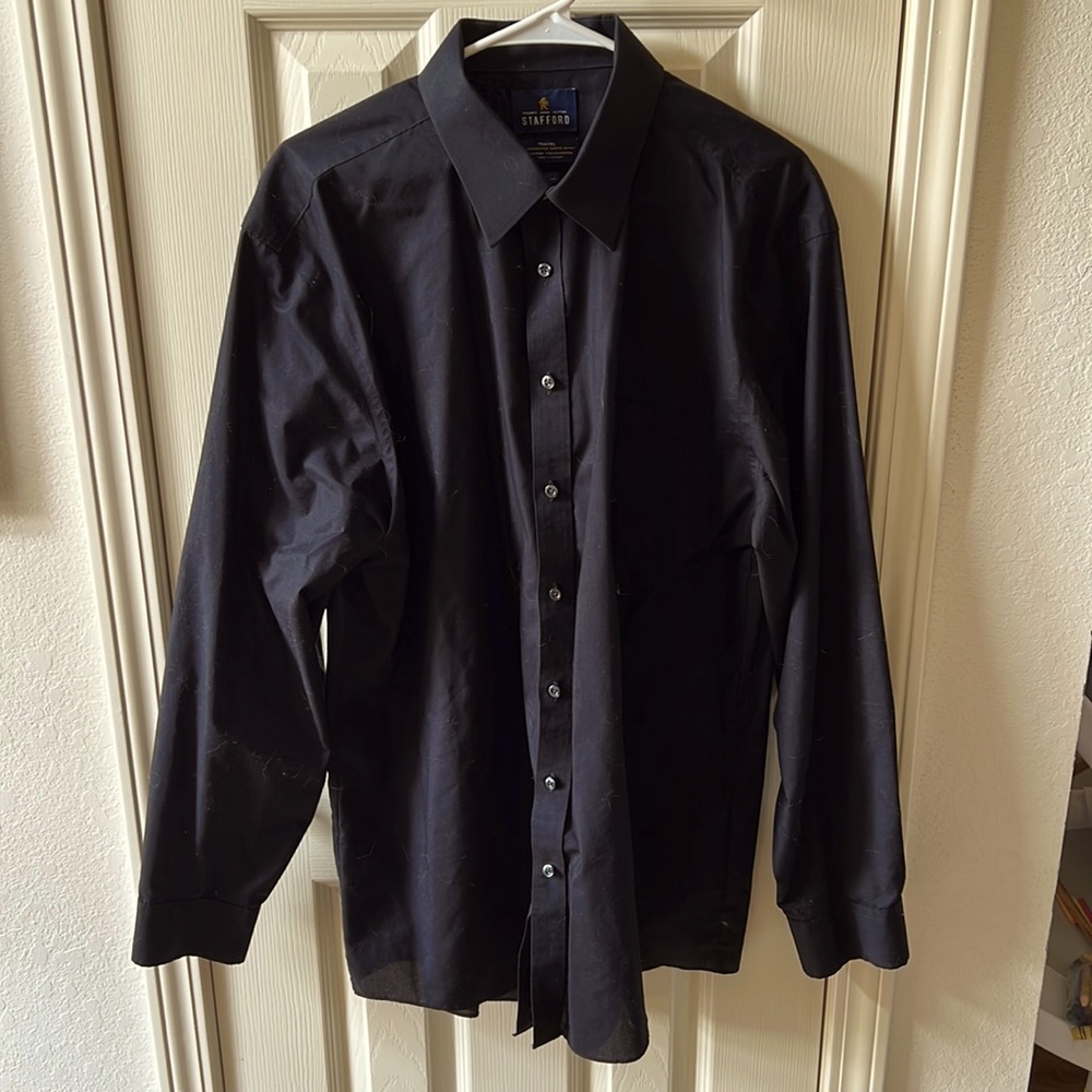 Black Stafford Travel Performance Super Shirt - Regular Fit - 17 1/2, 36-37